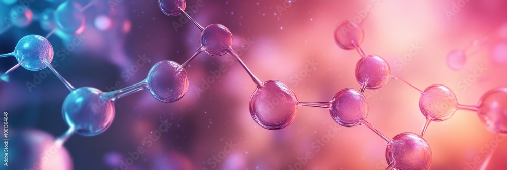 Poster abstract representation of molecules and chemical structures against a colorful energetic background