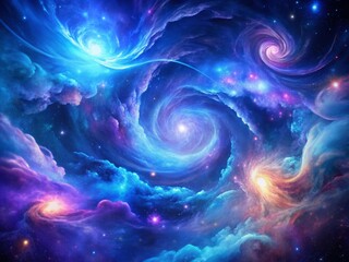 Fototapeta premium Vibrant nebula-inspired swirls of electric blue and purple hues evoking a sense of cosmic wonder, perfect for adding