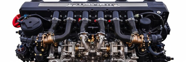 Fototapeta premium Close-up of a powerful engine with intricate details.