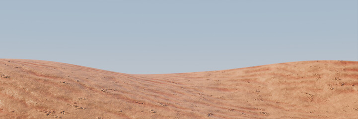 A barren landscape under a clear sky, evoking a sense of desolation. 3d rendering