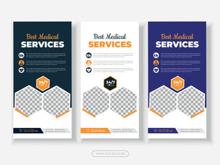 Medical rack card or dl flyer, rack card, rollup banner dl flyer , clinic doctor, health care hospital medicals rack design template 