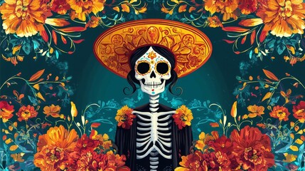 day of the dead - dia de muertos wallpaper illustration