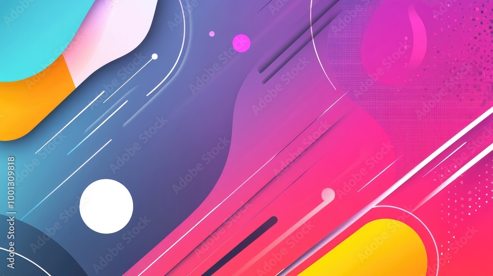 Aufkleber geometric abstract banner featuring a combination of colorful shapes and clean lines over a monochro
