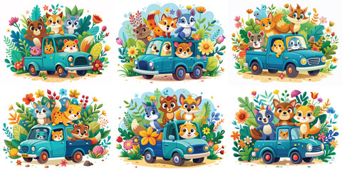 Obraz premium Cartoon In car vector design