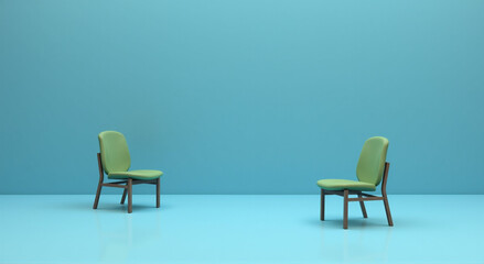 Fototapeta premium two chairs and table in the room