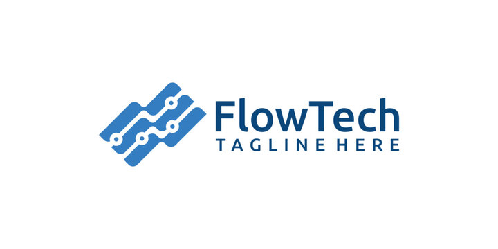 logo design wave technology, flow, modern, abstract, logo design, symbol, icon, vector, idea, creative.