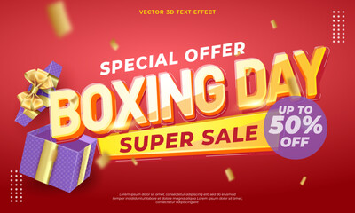 Boxing day sale banner, poster or flyer design template with discount offer
