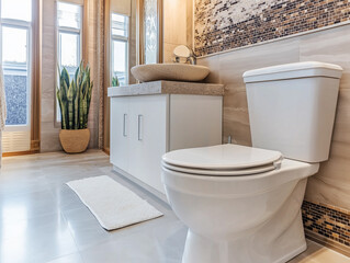 Clean bathroom and beautiful decoration. generative AI