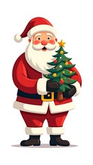 Obraz premium santa claus with christmas tree cartoon