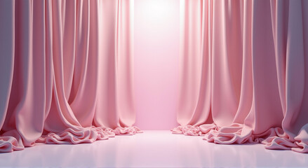 pink curtain with curtains