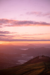 wind turbines at sunset in Spanish autumn