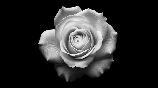 A SUPER DETAILED WHITE ROSE ON A BLACK BACKGROUND
