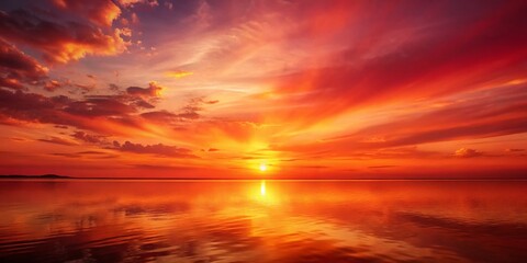 Vibrant red sunset background with warm, soft light and subtle gradient, evoking feelings of serenity and tranquility,