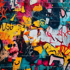 Colorful urban graffiti wall art design