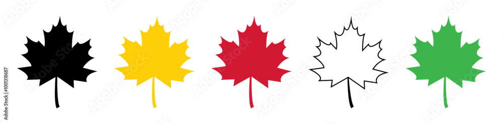 Canvas Prints set of flat maple leaf shape icons isolated on white background vector illustration. canadian maple 