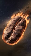 Fiery Cosmic Coffee Bean Comet Blazing Through the Universe