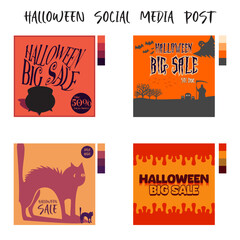 set of square halloween big sale poster good for social media post