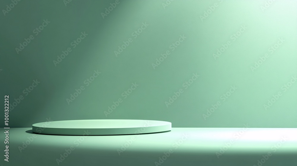 Poster minimalist display platform in soft lighting