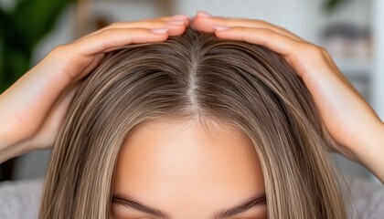 Naklejka premium Prevent Hair Loss Scalp Wellness Routine for Women, A Step-by-Step Guide to Promote Healthy Hair Growth and Prevent Thinning Hair