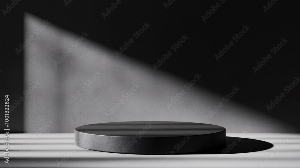 Poster minimalist round display platform in shadow.