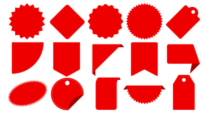 Red price sticker vector design, Sale, Discount sticker icon.  Special offer price tag. Red starburst promotional badge symbol, Advertisement and Banner graphic elements, Stock (Editable)