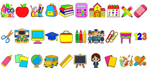 Fototapeta premium Set of Back to school icons