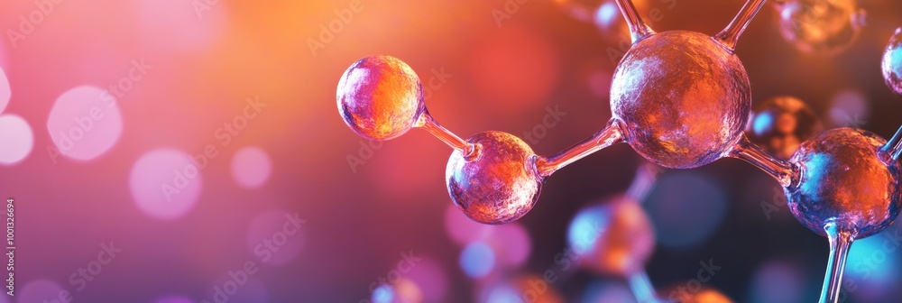 Aufkleber colorful abstract background featuring molecular structures and chemical bonds illuminated in vibran