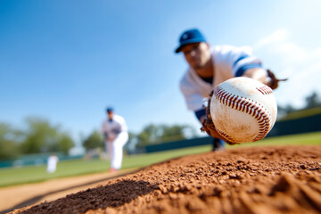 Close-up of Baseball Player Catching Ball on Field