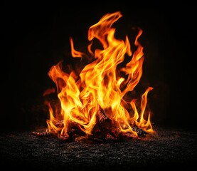 Fototapeta premium Flames burning on a black background