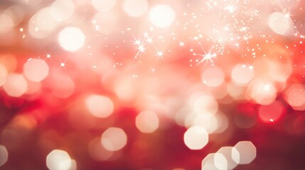 Obraz premium Sparkling Red Bokeh Lights Background. Festive Holiday Abstract Texture