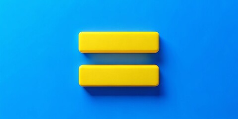 Vibrant yellow equal sign symbol on a bright blue background, conveying unity, equality, and positivity, with bold