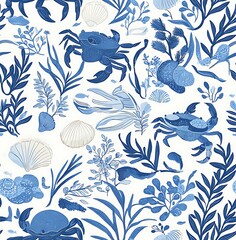Seamless pattern of marine life