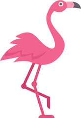This minimalist vector illustration features a pink flamingo standing on one leg, showcasing its vibrant color and graceful posture