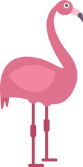 Fototapeta premium Minimalist illustration of a pink flamingo standing on long legs on a white background
