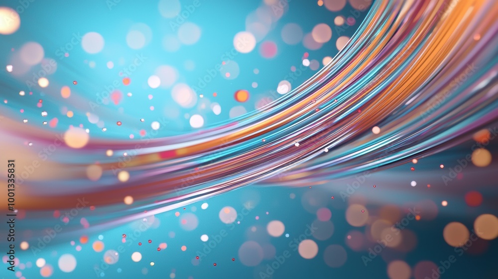 Poster colorful abstract waves with light bokeh effect