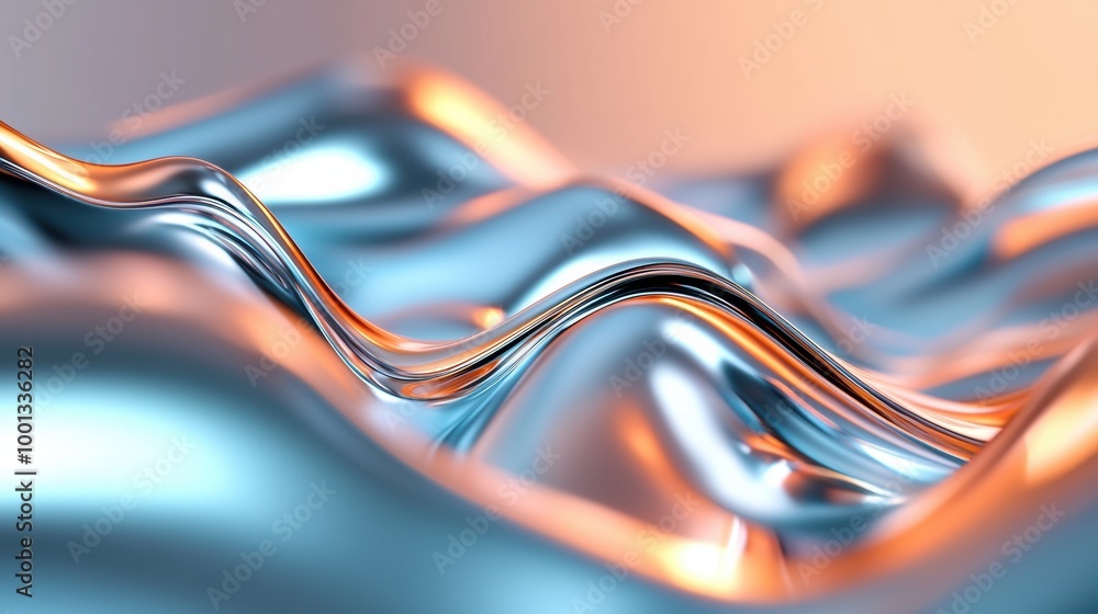 Poster metallic waves in abstract form with reflections