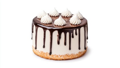Cake on solid white background, single object