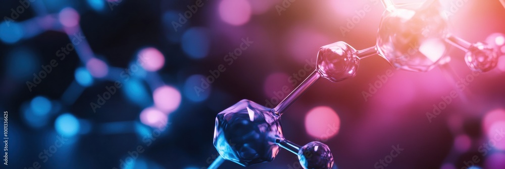 Aufkleber abstract depiction of molecules and chemical structures glowing in vibrant colors against a dark bac