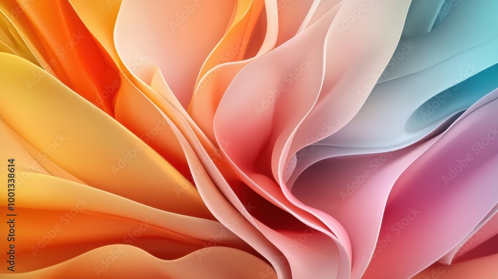 Poster Abstract Colorful Wave Patterns in Soft Tones