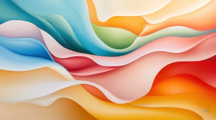 Colorful Abstract Waves in Soft Tones