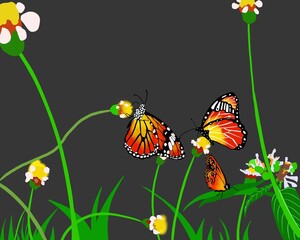 cartoon illustration of a butterfly perched on a flower