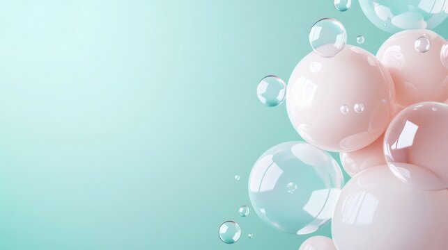 Soft Pastel Bubbles on a Light Mint Background