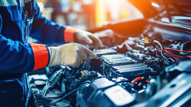 EV Teardown with Battery Pack and Motor Under Bright Fluorescent Lighting