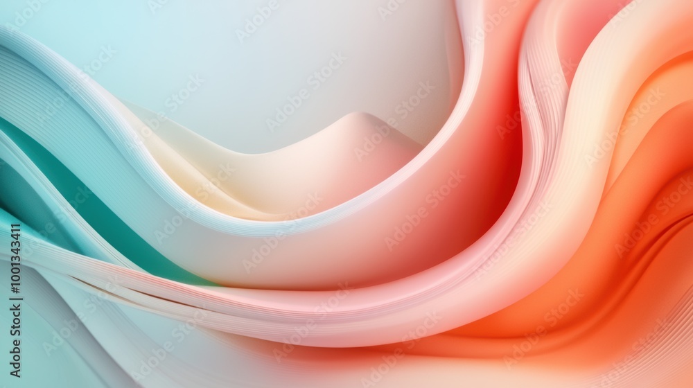 Poster soft color waves in abstract design