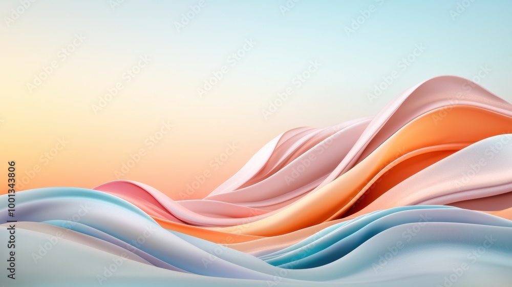 Poster soft abstract waves with gradient color palette