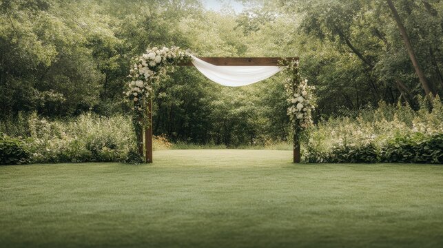 Elegant Wedding Arch in Serene Natural Setting