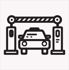 Road Barrier Vector Silhouette for traffic Striped concrete on a white background