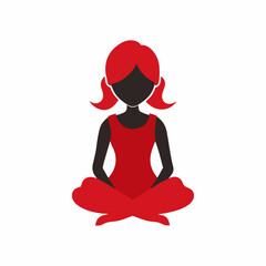 Stylized Girl Meditating of Life with Heart and Falling Leaves