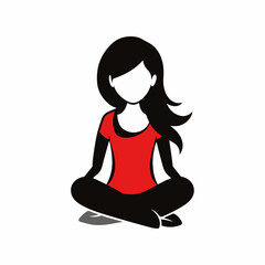 Stylized Girl Meditating of Life with Heart and Falling Leaves