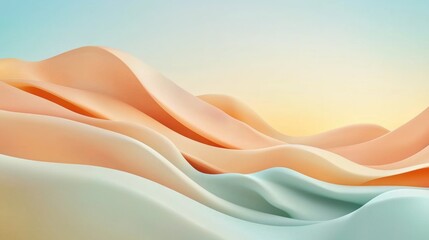 Abstract Wavy Landscape in Soft Warm Colors